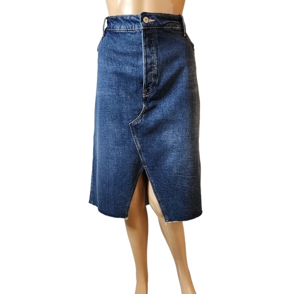 NWT Old Navy Denim Jean Skirt Front Slit Button Fly Women's Plus Size 22 - Picture 8 of 16